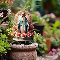 Décoration de jardin 2D en acrylique Vierge Marie avec rose, double face, imprimée UV, gravée au laser, motif religieux européen en relief pour pot de fleurs