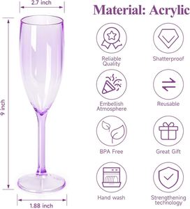 Wholesale Reusable Purple Champagne Flutes Shatterproof <b>Plastic</b> Wine Glasses Elegant Stemmed <b>Drinking</b> <b>Cups</b> for Catering Events - Product Image 2