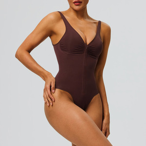 Body modellante <span class=keywords><strong>senza</strong></span> <span class=keywords><strong>cuciture</strong></span> da donna con zip frontale, scollo a V profondo e schiena scoperta, controllo pancia e snellimento <span class=keywords><strong>vita</strong></span>, per uso quotidiano e feste - Product Image 1