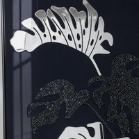 Peinture sur porcelaine cristalline haute définition, feuille de Monstera scintillante avec diamants, art mural