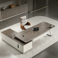 Bureau de direction en forme de L, table de patron en bois de 50 mm d'épaisseur, poste de travail d'angle moderne avec armoire de classement