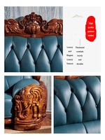 Haut de gamme grande unité salon canapé en cuir véritable Style européen bois massif sculpté Villa couche supérieure peau de vache combinaison canapé