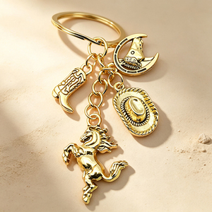 3D Embossed Western Cowboy <b>Keychain</b> Zinc Alloy Metal Cowboy Hat Key Ring <b>Custom</b> Logo Souvenir Key Accessories - Product Image 2