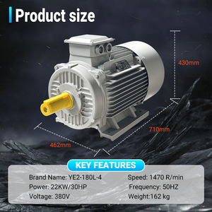 YE2-180L-4 IE2 22Kw 30HP 1470 vòng/phút ba giai đoạn AC inductionr <span class=keywords><strong>rpm</strong></span> thấp Máy phát điện phát điện cảm ứng điện 3 giai đoạn động cơ - Product Image 5