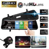 Streaming Dual Dash Cam pour voiture 10 "Full HD 1080P Dash Camera Car DVR Vehicle Camera Video Recorder Dash Cam