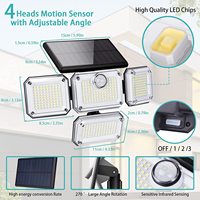 Lampe murale solaire extérieure personnalisée en ABS avec détection automatique de mouvement, télécommande et étanchéité IP65