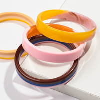 Nuevo 2024 Color Simple ácido acético textura libre empalme mármol ocio Oficina resina brazalete joyería acrílico pulsera para mujer
