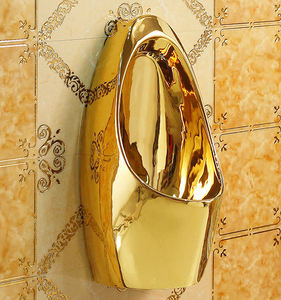 โถปัสสาวะสำหรับผู้ชายสีทองเซรามิกติดผนังประหยัดน้ำเคลือบทองสำหรับใช้ในบ้าน - Product Image 5