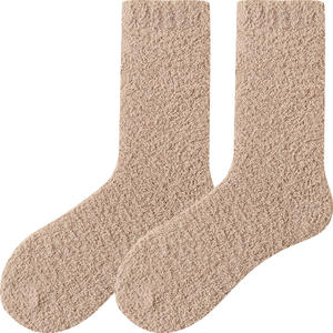 Chaussettes en polaire corail pour femmes, automne-hiver, mi-mollet, chaudes, chaussettes de sommeil, non pelucheuses, épaisses, chaussettes de sol pour la maternité - Product Image 1