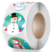 Rouleau d'autocollants en papier adhésif de Noël transfrontalier DM, étiquettes, autocollants de journal de bande dessinée, écologiques, durables, 500 autocollants/rouleau