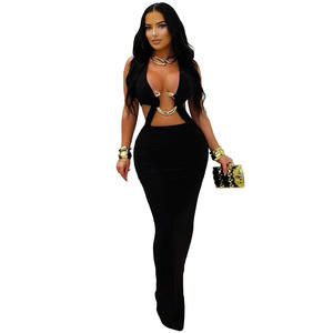 C7572 2026 Nuevo Vestido de Fiesta Sexy y Elegante para Mujer, Primavera-Verano, Color Sólido, con Cordones, Tipo Lápiz, de Cachemira, con Diamantes, Maxi Vestido - Product Image 6