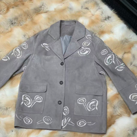 Veste en cuir véritable pour femmes, respirante, à fleurs, décontractée, en cuir véritable, manteau pour femmes