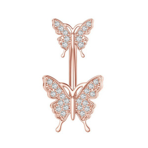 Joyas de Piercing Corporal con Personalidad, Anillo de Ombligo de Mariposa de Acero Inoxidable 316 con Zirconia Incrustada - Product Image 3
