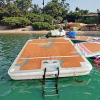 Plateforme flottante gonflable Drop-Stitch 4x6m robuste et antidérapante avec système d'ancrage pour marina, yacht, bord de mer