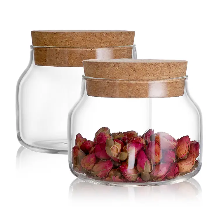 glass storage jar Kitchen Food Tea Coffee Sugar Salt Glass Storage Jar Bottles & Jars Containers Set with wooden Lid