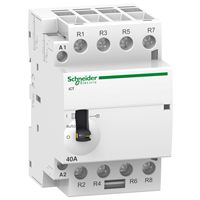 Contacteur de commande moteur A9C21864, 2,1 W, bobine 230 V AC, contacts 63 A, 400 V AC, 4 pôles, 4 NO, série Acti9 iCT