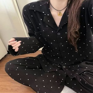 Completo pigiama da donna due pezzi in cotone nuvola con stampa stellare, maniche lunghe, lunghezza intera, collezione Primavera/Estate 2026 - Il più venduto - Product Image 3