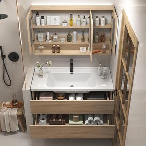 <span class=keywords><strong>Mueble</strong></span> de baño de madera maciza de <span class=keywords><strong>estilo</strong></span> moderno con <span class=keywords><strong>lavabo</strong></span> de espejo y <span class=keywords><strong>lavabo</strong></span> de baño combinado - Product Image 4