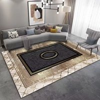Luxuriöser Wohnzimmerteppich Dekoration Goldene Teppiche in Übergröße Sofa-Bereichsteppich Hotel-Foyer-Bodenmatte Weich Rutschfest Waschbar