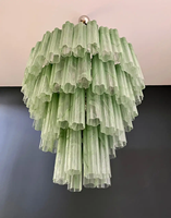 Lustre à étages en verre vert géant, design américain Murano, moderne, nordique, vintage, personnalisé pour hôtel, villa, escalier, maison