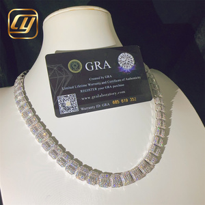 Fine Jewelry 9MM Sterling Silver 925 Hip Hop Pass Diamond Tester VVS Moissanite Diamond <b>Iced</b> <b>Out</b> Cuban Link <b>Chain</b> Necklace - Product Image 2