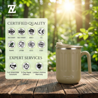 Mug écologique ZHEN NENG en acier inoxydable 304 à double paroi, anti-brûlure, matériau durable, couvercle sécurisé pour le bureau, les pique-niques en plein air