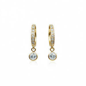 Pendientes de Aro E931 en Oro con Engaste de Diamantes, Clásicos para Uso Diario, Elegantes Pendientes Colgantes para Mujer - Product Image 1