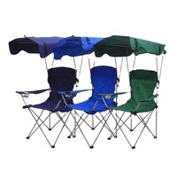 Chaise pliante robuste à structure en acier avec protection UV et pare-soleil pour parcs, concerts et locations de stations balnéaires