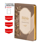 Bible anglaise à pages couleur, avec bords dorés, broderie et logos en relief, service d'impression de livres sur mesure, taille personnalisée, vente chaude