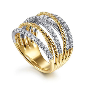 Anello a Spirale Intrecciato Bicolore per Donne, Elegante Gioiello da Dito alla Moda - Product Image 2