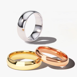 Anillo de Boda Abombado de Tungsteno Chapado en <span class=keywords><strong>Oro</strong></span> Amarillo de 2mm - 8mm, Anillo de <span class=keywords><strong>Oro</strong></span> Clásico de Ajuste Cómodo |   Anillo Grabado para Hombre y Mujer - Product Image 2