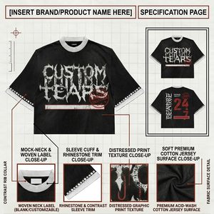 Camiseta Dirty Wash personalizada de algodón de 300GSM de alto gramaje, oversize, corta, de corte cuadrado, con gráfico de pedrería, para hombre, anti-bolitas - Product Image 3