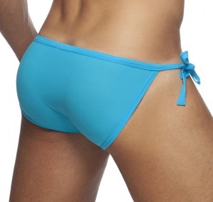 Maillots de bain pour hommes couleur unie, sous-vêtements de plage sexy pour adultes avec cordon de serrage, slip de bain taille basse pour hommes, en stock - Product Image 3