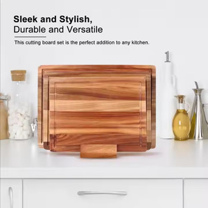 Wooden Acacia Cutting Board <b>Set</b> Rectangle Kitchen Cheese Vegetable Chopping Block - Product Image 4