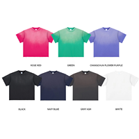 Camiseta Oversize de 350GSM con Efecto Degradado Lavado al Spray, Mezcla de Algodón y Poliéster, Camiseta Unisex Vibrante con Degradado para Streetwear, Venta al por Mayor
