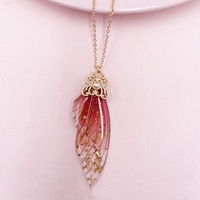 Colliers en résine arc-en-ciel fait à la main pour femmes et filles, pendentifs en forme d'aile de papillon, strass clairs et brillants, tour de cou en flocon, cadeau