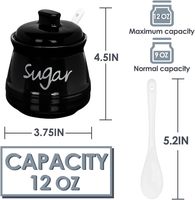 Cartoon Ceramic Food Sugar Bowl Bamboo Lid Spoon 12-Ounce Storage Jar Dustproof Freshness Preservation Multifunction Detachable