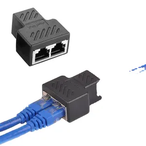 1 إلى 2 طرق RJ45 شبكة إيثرنت محلية الخائن المزدوج منافذ محول موصل مقرنة الموسع قابس مهايئ محول موصل