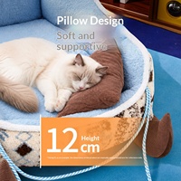 Lit pour animaux de compagnie en forme de traîneau de Noël pour chien et chat, lit pour chien en peluche confortable pour Noël, utilisation en intérieur