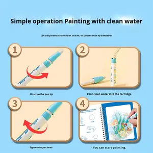 Grensoverschrijdende Engelse Versie Kinderen Waterschilderij Tekentafel Helder <span class=keywords><strong>Water</strong></span> Graffiti Sticker Album Baby Speelgoed Papier Verandert - Product Image 3