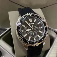 Nouvelle Arrivée Montre Chronographe de Plongée FS pour Hommes, Lunette Rotative à Trois Cadrans, Bracelet en Cuir Orange, Montre-Bracelet Sportive Étanche pour Hommes