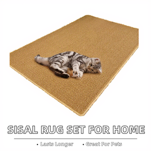 Modern 100% Natural Sisal Fiber Machine Made Reversible Rug Set for Indoor Use Doorway & Pet Sleeping <b>Pad</b> <b>Cat</b> <b>Scratch</b> Resistant - Product Image 2