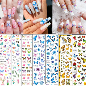 Vente en gros Nouveau Style Japonais Papillon Fleur Décalcomanies pour Ongles Art 3D Imperméable Auto-Adhésif Autocollants pour Ongles Décorations de Manucure DIY - Product Image 1