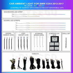<span class=keywords><strong>Accessoires</strong></span> d'éclairage de voiture YZG Bande acrylique optique d'intérieur de voiture RVB 12V Lumière ambiante décorative pour Bmw APP Control Autres - Product Image 2