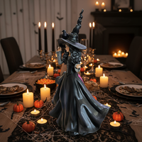 Figurine de sorcière d'Halloween, statue décorative, artisanat, décoration intérieure pour maison hantée, accent décoratif, cadeau d'Halloween, décoration pour la Fête des Fantômes