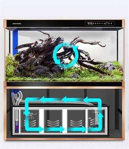 حوض أسماك مخصص من <span class=keywords><strong>Minjiang</strong></span> مكون من غرفة معيشة وزجاج أبيض فائق للتنقية من الأسماك في أسفل حوض Jinlong لا يُغلق عند تغيير الماء - Product Image 3