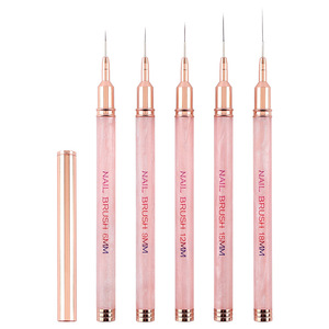 Pinceau à liner pour ongles avec manche en acrylique rose, poils fins en nylon de 6 mm à 18 mm, outil de dessin de lignes fines pour la manucure - Product Image 5