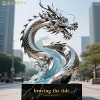 Statue de dragon grandeur nature personnalisée décoration extérieure en acier inoxydable poli de bonne qualité sculpture en métal 3D