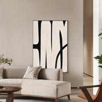 Peinture murale abstraite artistique de luxe, peinte à la main, noir et blanc, géométrique, texturée, encadrée, pour la décoration murale de la maison et de l'hôtel