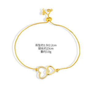 Thiết kế tối thiểu Vòng đeo tay hình trái tim với Zircon <span class=keywords><strong>Inlay</strong></span> cho cô gái với một cảm giác cao cấp và điều chỉnh Vòng đeo tay không phai - Product Image 6